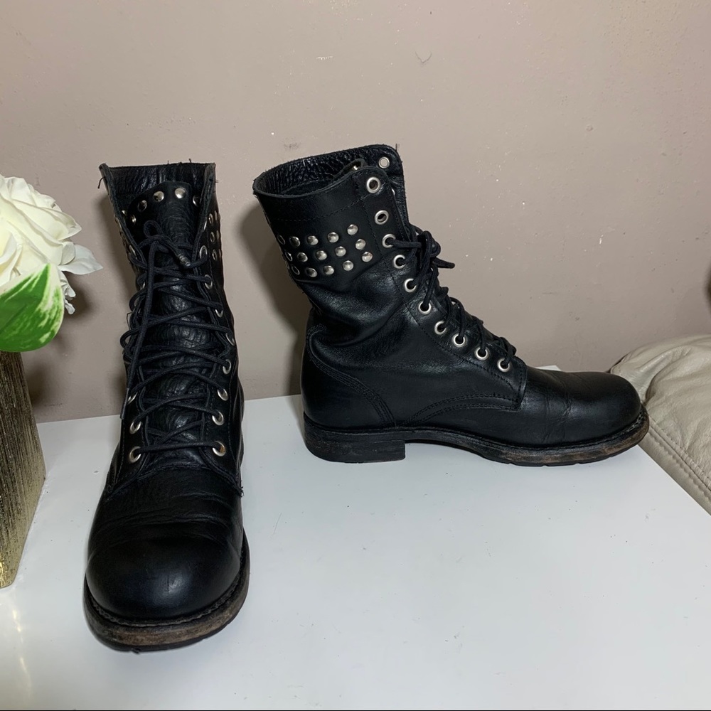 SOLD Frye Rogan Stud Lace Up Boots Fold Over - Picture 9 of 13